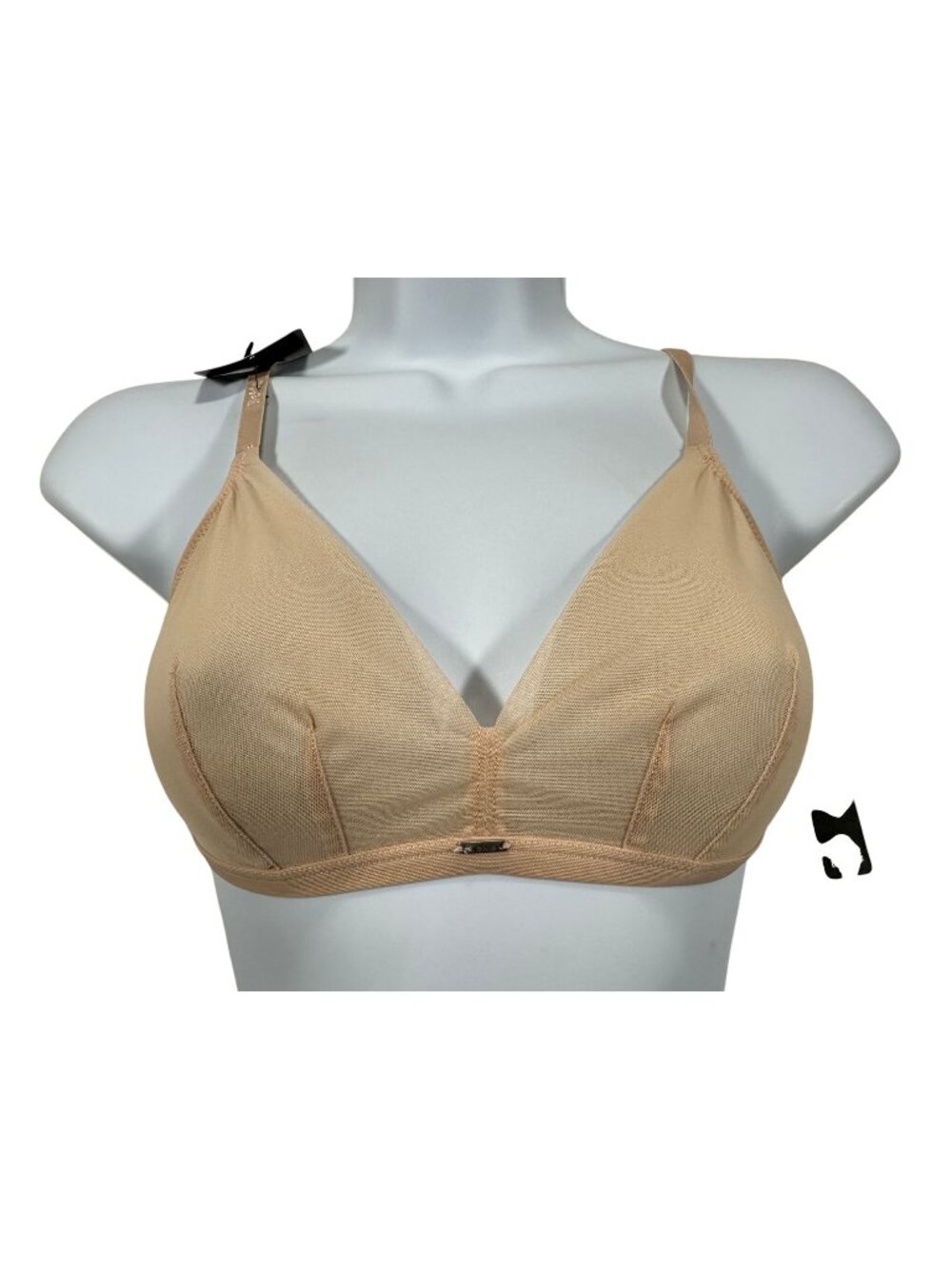 BeMe New York Womens Beige Triangle Bra M Nylon/Spandex Adjustable Back Hook